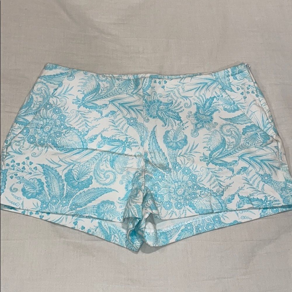 Zara blue print white vacation shorts size xs